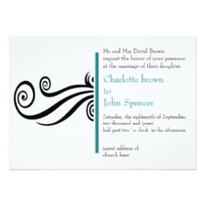 aqua contemporary wedding invitation invitation