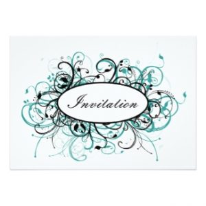 aqua flourish wedding invitation invitation